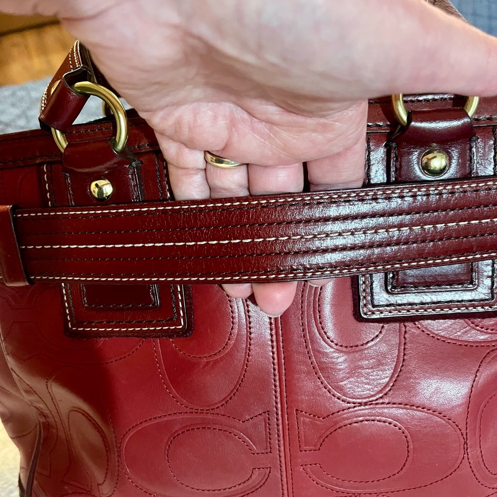 Coach Hampton Tote Bag in Deep Red - Picture 6 of 15